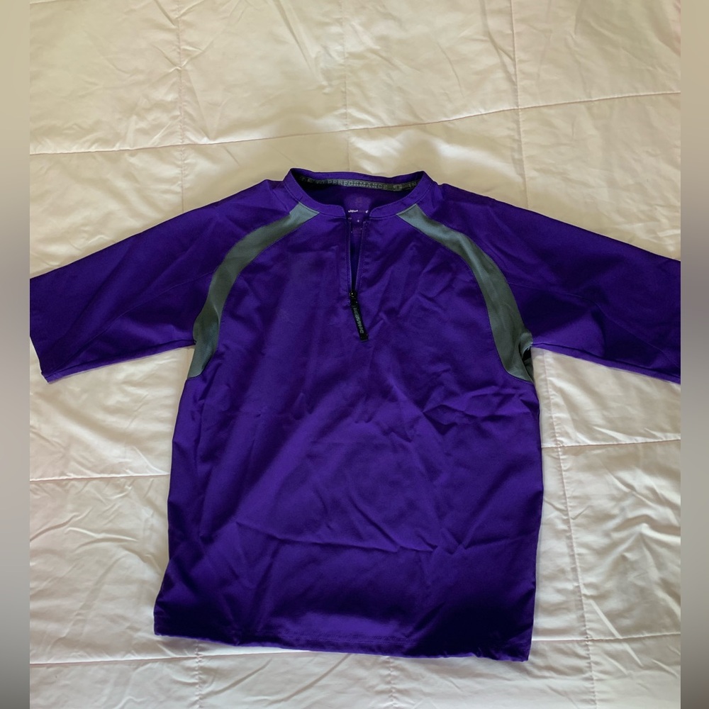 Purple DeMarini baseball youth windbreaker pullover quarter zip jacket